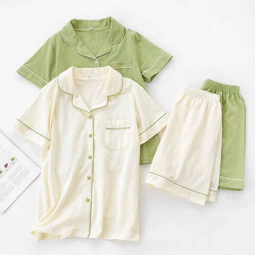 Свежая цветная летняя хлопковая пижама, хлопковые шорты для отдыха, хлопковый комплект, простой и элегантный дизайн