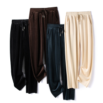 Velvet Casual Pants Woman High Waist Pituality Spring Autumn Winter Loose Straight Drum Light Core Velvet Long Pants