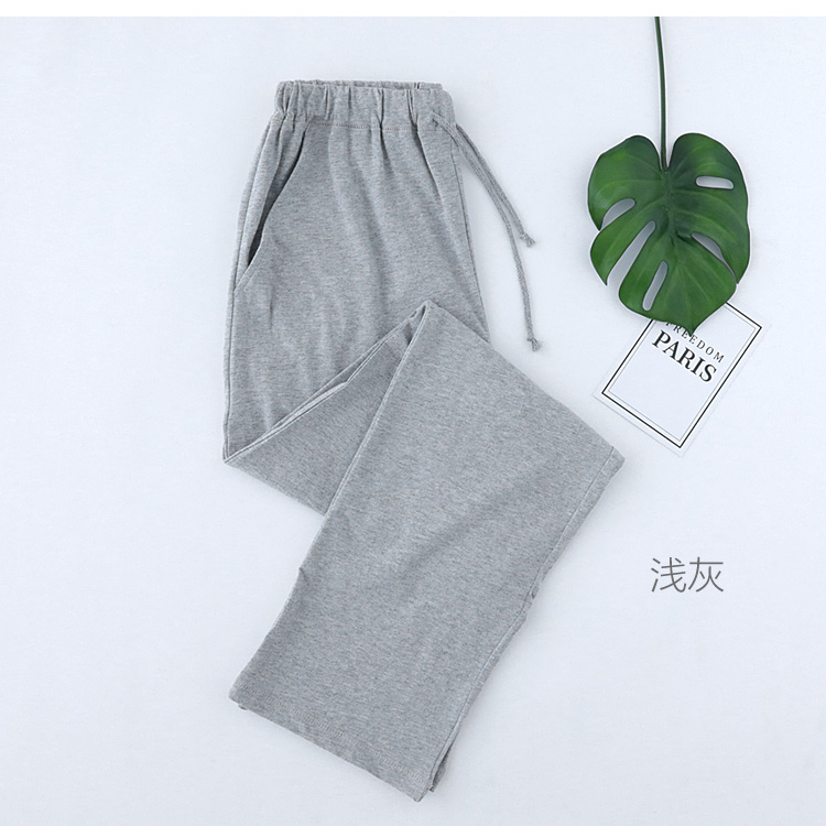 Bộ đồ ngủ cotton nam mùa xuân hè và mùa thu giản dị thể thao rộng kích thước cotton buổi sáng quần dài eo cao nhà quần kaki