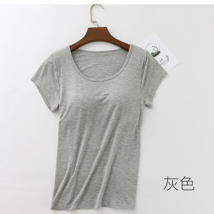 Ngắn tay t-shirt với ngực pad nữ miễn phí bra cup một phương thức vest yoga đáy áo loose có thể được đeo