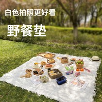 White picnic cloth ins style spring outing internet celebrity supplies pastoral picnic mat props outdoor outing lawn mat