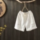 Quạt thông thường văn học Mới mùa hè thô cạnh lỗ Quần short cotton cowgirl quần nóng rộng quần short rộng H22 - Quần short