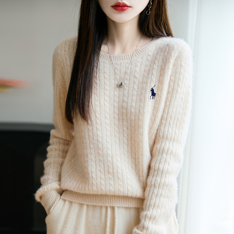 Tommy Hilfiger Women's Sweater Coat Autumn and Winter Thick Sweater Loose Knit Sweater Inner Layer Pure Wool Sweater for Women Tommy Hilfiger Women's Sweater Coat Autumn and Winter Thick Sweater Loose Knit Sweater Inner Layer Pure Wool Sweater for Women