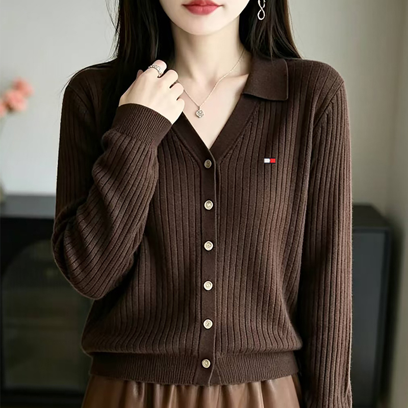 Tommy Xikaili Women's Collared Sweater, Fashionable and Slimming Knitwear, Autumn and Winter Knit Top, Women's Base Layer Tommy Xikaili Women's Collared Sweater, Fashionable and Slimming Knitwear, Autumn and Winter Knit Top, Women's Base Layer