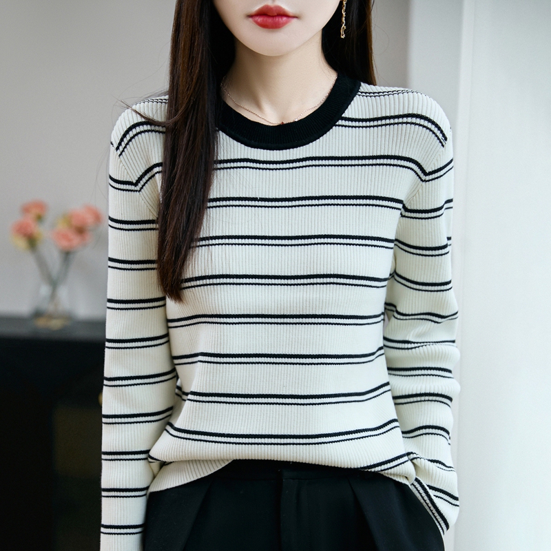 Tommy Xikaili Round Neck Knitted T-Shirt for Women, Spring and Autumn Knitwear, Pure Cotton Thread 100% Sweater, Thin Base Layer Shirt Tommy Xikaili Round Neck Knitted T-Shirt for Women, Spring and Autumn Knitwear, Pure Cotton Thread 100% Sweater, Thin Base Layer Shirt