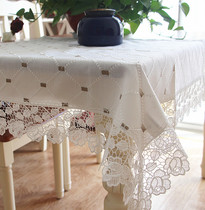European lace fabric Table cloth Plant flower embroidery tablecloth Tea table towel TV cabinet cover towel washable
