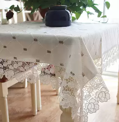 European-style lace fabric Dining table cloth Plant flower embroidery tablecloth Coffee table towel TV cabinet cover towel can be washed