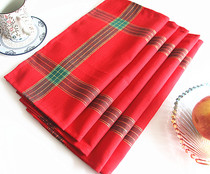 European red and green checkered fabric dining mat coffee cloth red festive napkin table mat Christmas napkin background cloth
