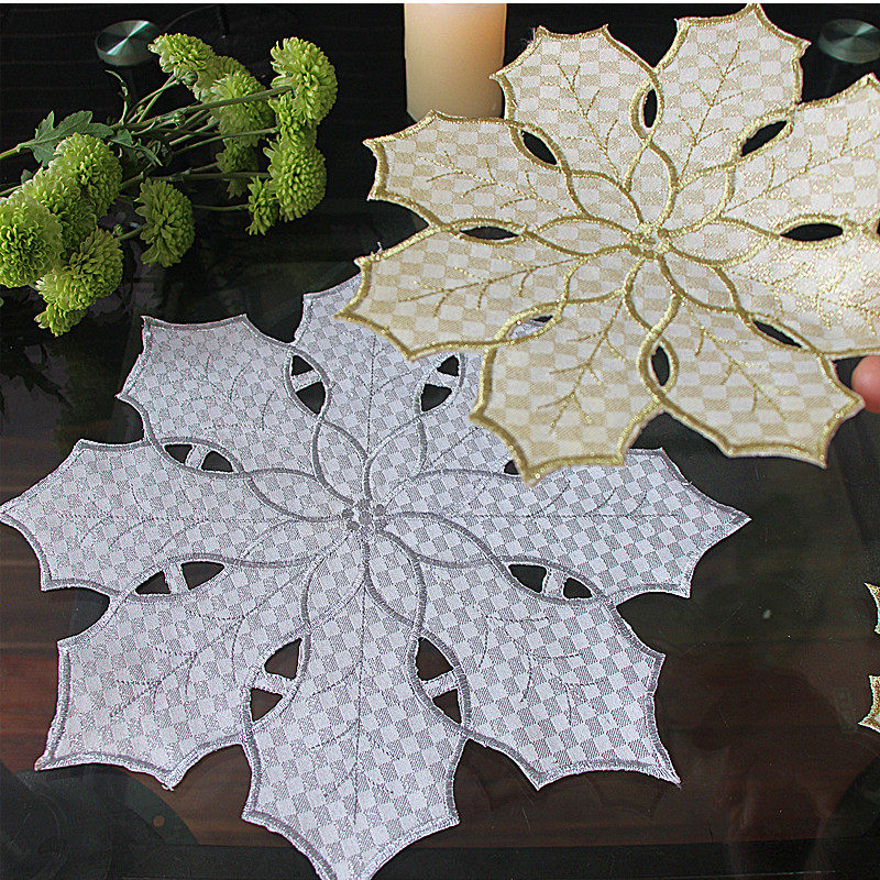 Eurostyle double cloth table mat gold and silver plaid Christmas decoration cushion gold disc cushion cup cushion bowl cushion tea table cushion-Taobao