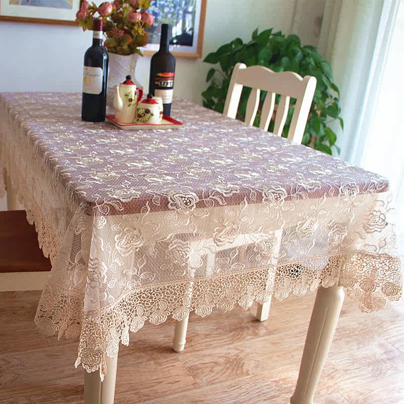 European pastoral lace fabric tablecloth embroidered tablecloth light luxury flower tea table towel bedside table cover cloth can be customized