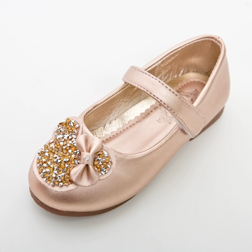 Детские обувь принцессы белая девушка ходьба с одиночной обувь с мягким дном порошка страза с плоской танцевальными туфлями кожа