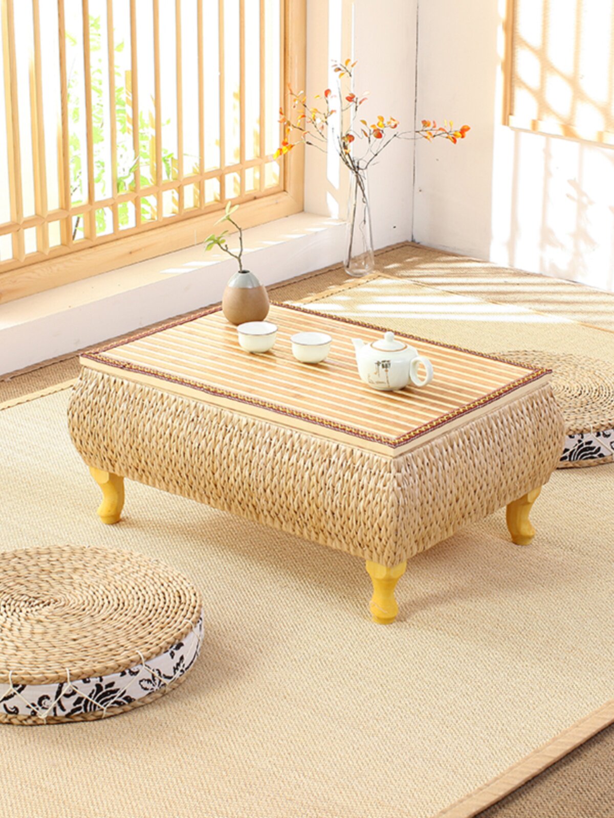Balcony Bay Window Small Tea Table Tea Ceremony Table Steam Room Low Table Floor-To-Ceiling Kang Table Kindergarten Chinese Studies Go (Game) Decoration Matching