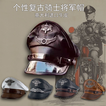 Hareku riding casual leather hat World War II made old leather hat genuine leather brown autumn and winter head layer cow leather