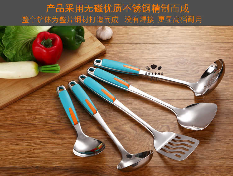 Đồ dùng nhà bếp bằng thép không gỉ dày năm mảnh muỗng thìa thìa xẻng đặt dụng cụ nấu ăn dụng cụ nấu ăn nhà bếp chảo đá chống dính