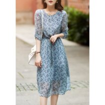 SZHZ true silk crushed flower with long dresses collection waist tea hysteria style fried street with dress and feminine summer temperament tea hysteria