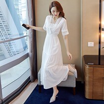 SZHZ2021 Spring and Autumn new white dress fairy temperament skirt French lace long sleeve dress female long