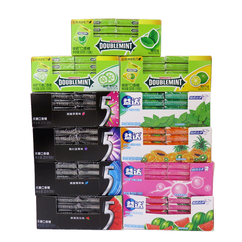 Yida xylitol sugarfree mint gum watermelon flavor 12 pieces * 10 packs of snacks candy hair 6 boxes