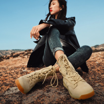Outdoor high-top hiking shoes for women waterproof and non-slip summer desert hiking boots for men lightweight wear-resistant genuine leather off-road mountain climbing