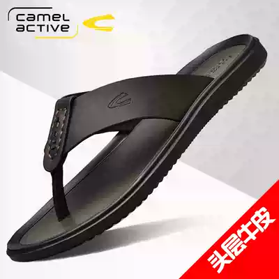 Men's slippers summer non-slip deodorant wear-resistant leather brick slippers men's tide outdoor flip-flops thin bottom 2021 outer wear