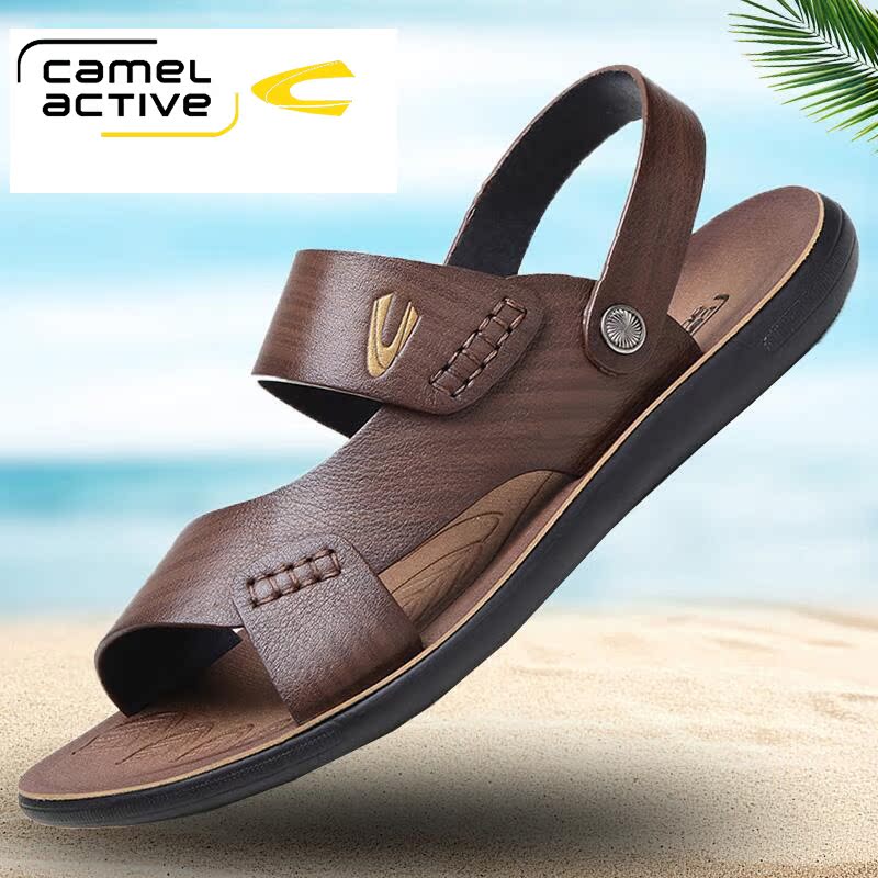 German Camel Dynamic Sandals Men Genuine Leather 2021 Summer Head Layer Cow Leather Beach Shoes Men Cool Shoes Personality Fashion