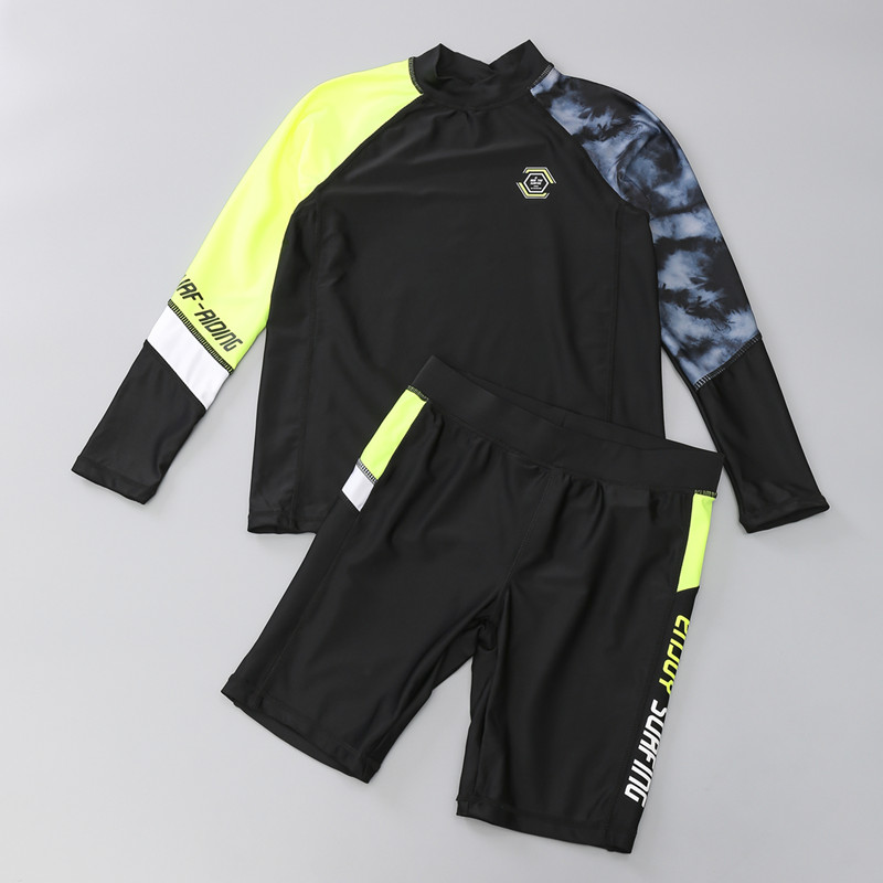 Export South Korea ins foreign trade original single children long sleeve trousers boy sunscreen swimsuit