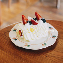 Korea ins retro rose flowers sweet and cute lace cake plate afternoon tea dessert plate ceramic plate