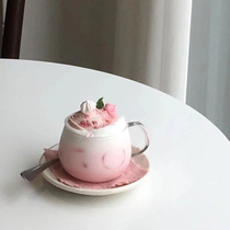 ins Net red coffee cup Hanfeng cute cafe milky cup matcha sweet Cup latte cup heat-resistant glass