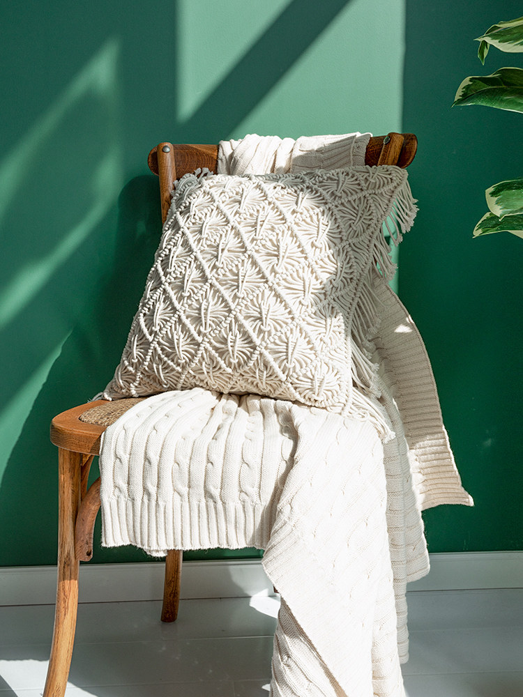 Knitted Hug Pillow Cover Handwoven Bohemian Hug Pillow Flow Su Photo Props Art Retro Sensuori Leaning Pillow