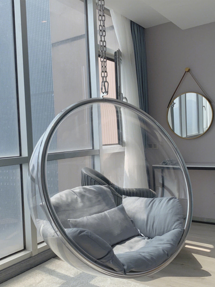 Net Red Transparent Bubble Chair Glass Cradle chair Indoor Balcony Home Hemisphere Chair Space Chair SWING Chairlift