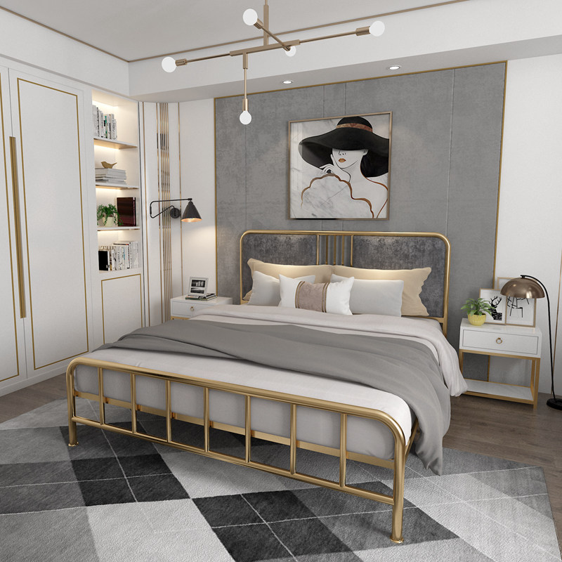 Simple Iron Art Bed Golden Iron Frame Bed Twin Beds 1 8 m Nordic Ins Iron Bed Frame Small Family Type Single Bed 1 5 m