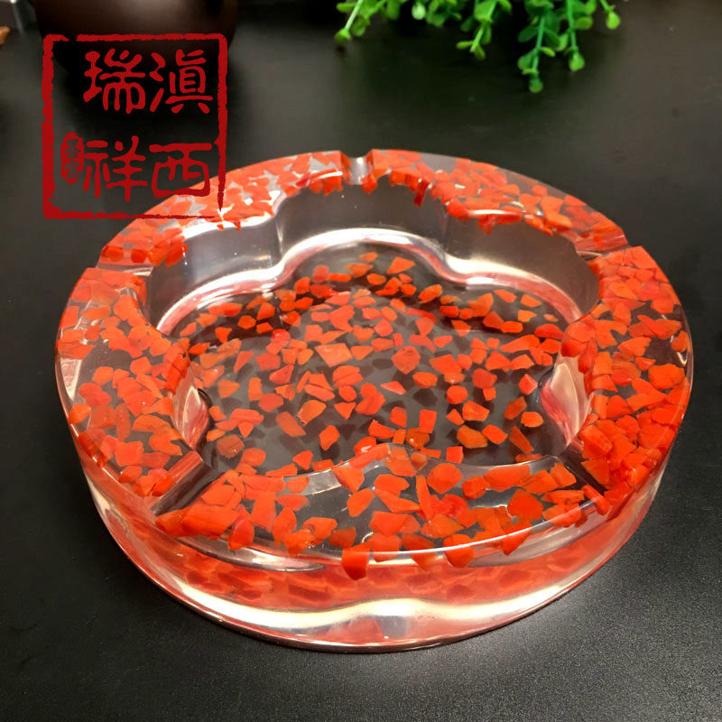 Yunnan's Xiruxiang Baoshan South Red Manau boutique crystal glue fine tobacco Ashtray Hem