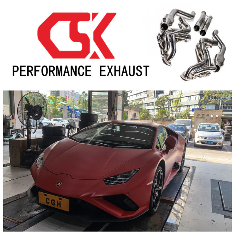 Blue Baotenny Huracan EVO retrofit upgrade CSK plantain head section tail section valve exhaust pipe sports car sound