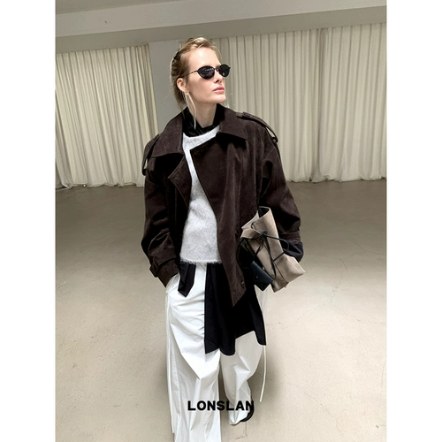 Lonslan 24Aw 9/5 20: 00New Dark Coffee Color Замшевая куртка+набор мини -юбки