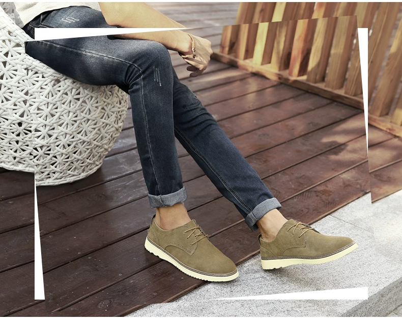 Giày da nam Anh giày thông thường Giày retro giày thủy triều với giày đế thấp Giày câu cá da lộn Giày nam