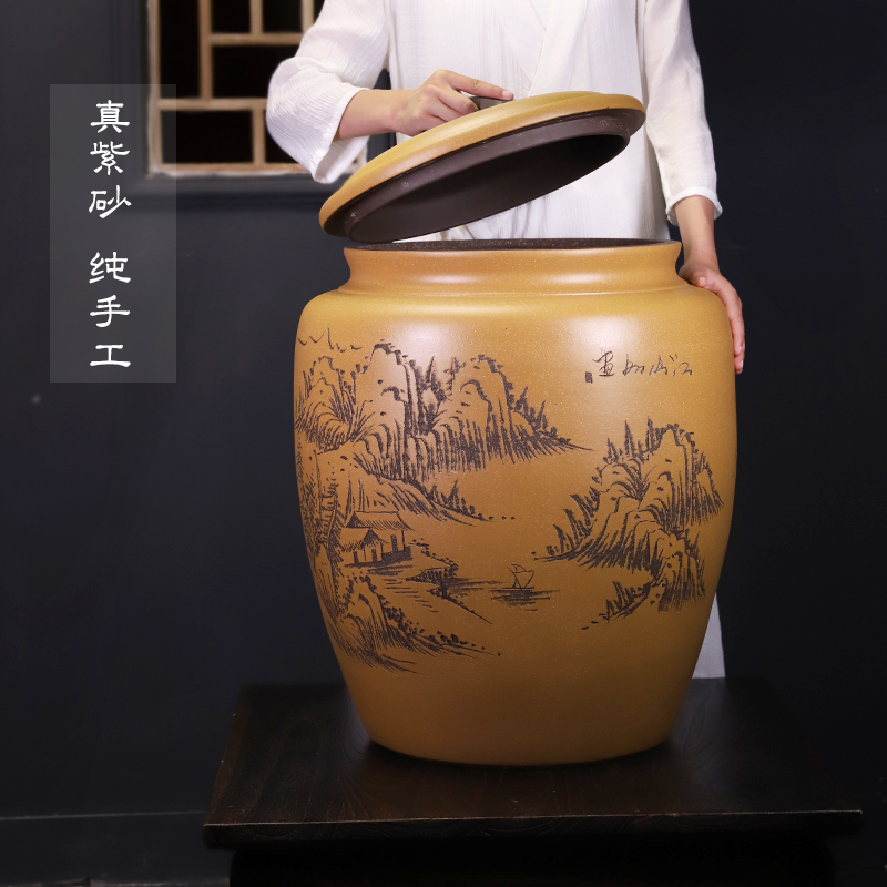 Yixing purple sand tea pot, high - quality goods oversized puer tea cake storage sealed container storage POTS of tea bucket of tea urn