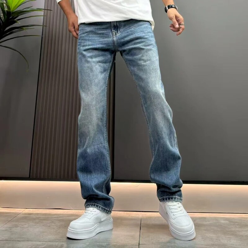 2025 Spring and Autumn Simple Slim Fit Men's Straight-Leg Jeans College Style Fashion Trend Versatile Boy's Jeans 2025 Spring and Autumn Simple Slim Fit Men's Straight-Leg Jeans College Style Fashion Trend Versatile Boy's Jeans