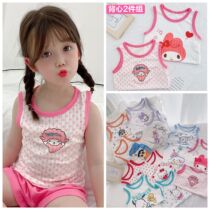 (2 pieces) 2021 Summer new childrens blouses breathing cotton vest pure cotton jersey a class cartoon outlet