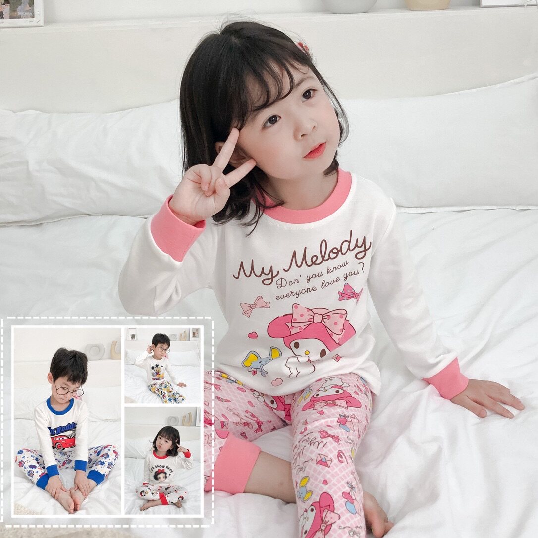 Japanese children's clothing, boys and girls, cotton home service suit, children's baby autumn clothes, long johns, cartoon and anime two-piece set