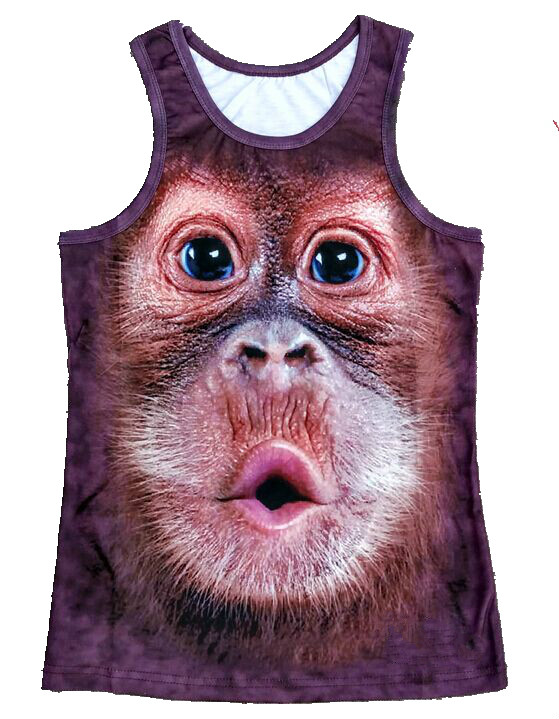 Ác ma nguệch ngoạc khỉ khỉ gorilla mồ hôi vest béo cỡ lớn nam tay ngắn áo thun họa tiết cá tính ao thể thao