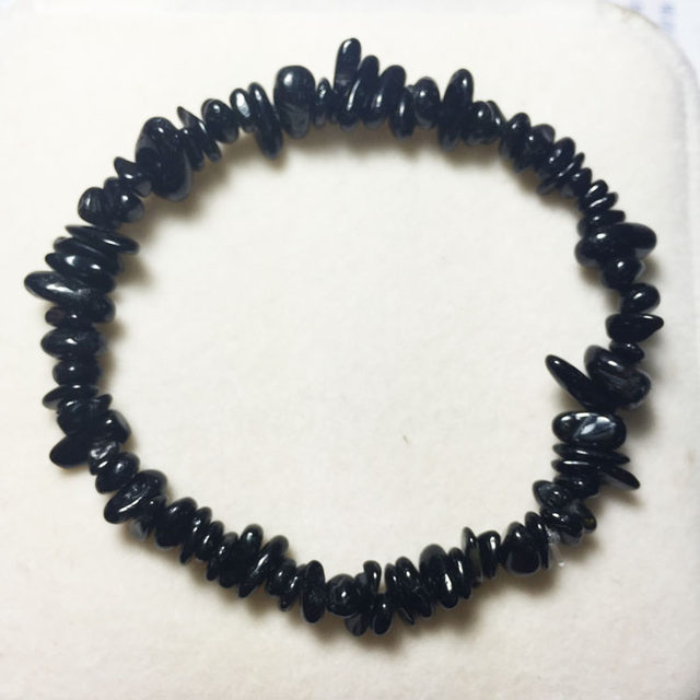 ລາຄາພິເສດທໍາມະຊາດສີດໍາ tourmaline gravel bracelet anklet loose beads lucky tourmaline men's crystal bracelet jewellery women's