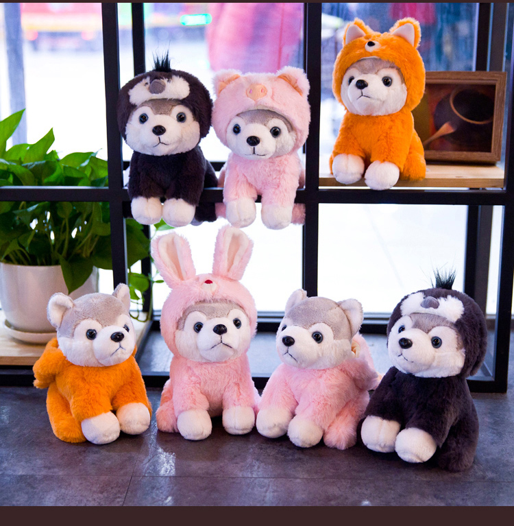 Biến hình Husky đồ chơi sang trọng hai ha búp bê có mũ cún con búp bê siêu dễ thương sáng tạo quà tặng sinh nhật cho nam và nữ - Đồ chơi mềm búp bê trẻ em