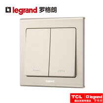 TCL Legrand switch socket Yidian square Milan gold two-open with fluorescent multi-control switch Zhongzhizhi