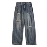 Демисезонные ретро джинсы, штаны, повседневные брюки, оверсайз, ностальгия, свободный прямой крой