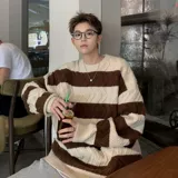 Демисезонный свитер, трикотажный кардиган для влюбленных для отдыха, круглый воротник, оверсайз