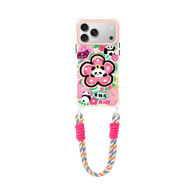 Style 2 — Panda Fortune Flower Crossbody Stand 11 Phone Case