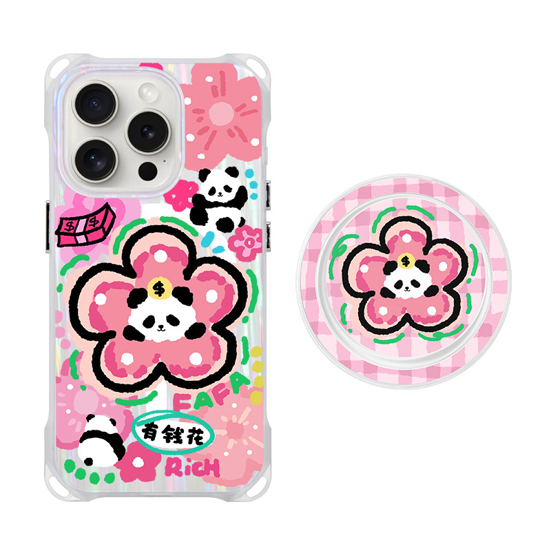 Style 9 — Panda Fortune Flower Crossbody Stand 11 Phone Case