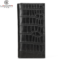 Lucani Siamese crocodile belly wallet for mens handbags long leather wallet genuine leather hand grab bag two discount European and American