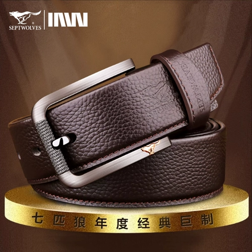 Septwolves, мужской ремень, пряжка, кожаные штаны для пожилых людей, из натуральной кожи, воловья кожа, для среднего возраста