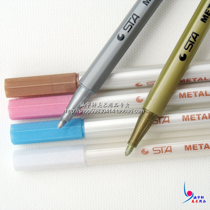 Stasta 3330 6551 water-based paint pen signature pen high light pen gold and silver Hook pen metal color