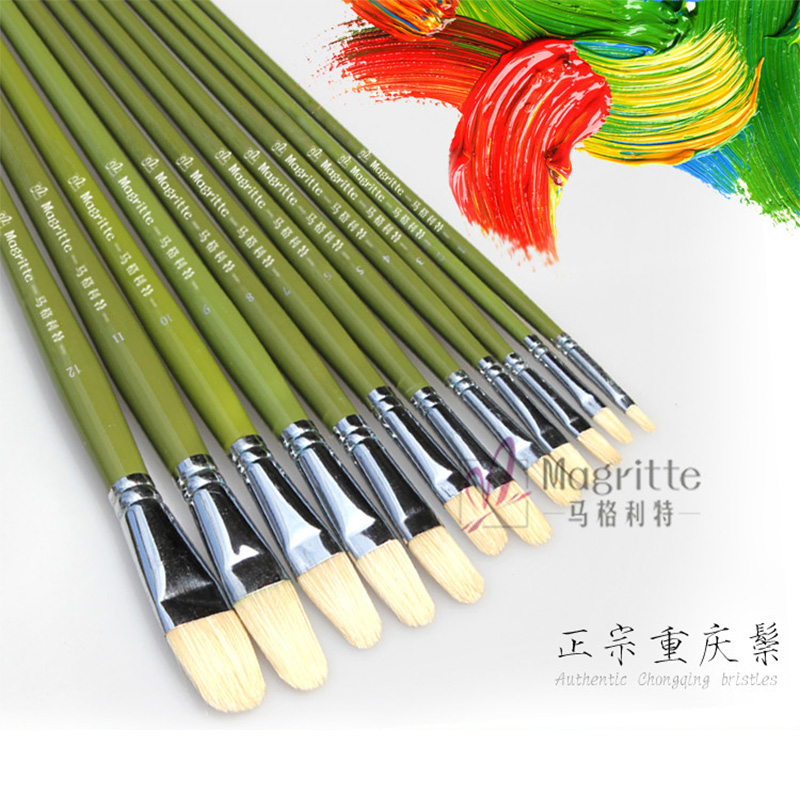 Bristle brush Oil painting pen watercolor pen Acrylic brush bristle 515 green rod bristle brush